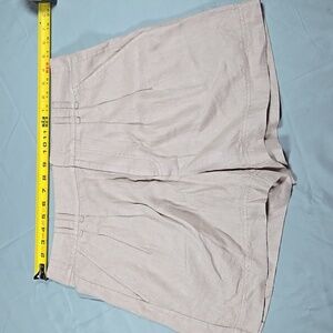 Free People Shorts Women 10 Beige 100% Linen Pleaded Trouser Shorts